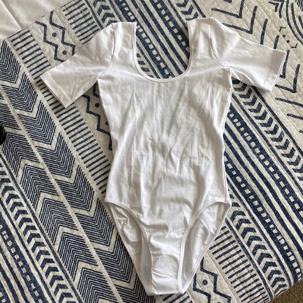 American Apparel White Bodysuit Scoop Back Small